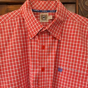 Cinch Men’s Short Sleeve Button Down Shirt Western Red Plaid Cowboy Size XLarge